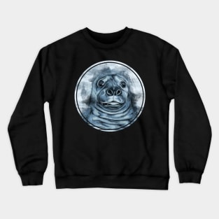 Cute seal in ocean, watercolor sealife art Crewneck Sweatshirt